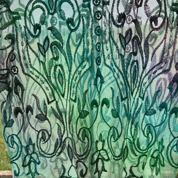 Sheer, multicolored crop top. Size L. Some stains, but still beautiful. - Picture 2 of 9